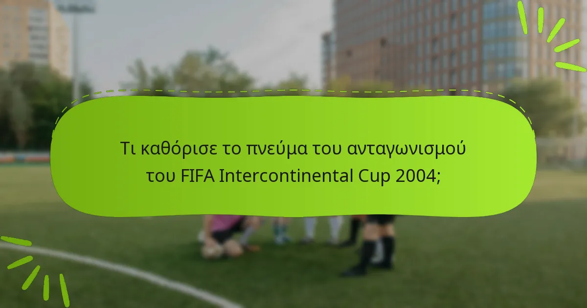 Τι καθόρισε το πνεύμα του ανταγωνισμού του FIFA Intercontinental Cup 2004;